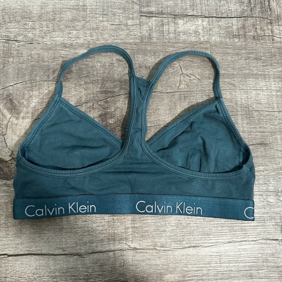 Calvin Klein Motive Cotton Lightly Lined Bralette Bra Women's M Emerald Green - Picture 6 of 6